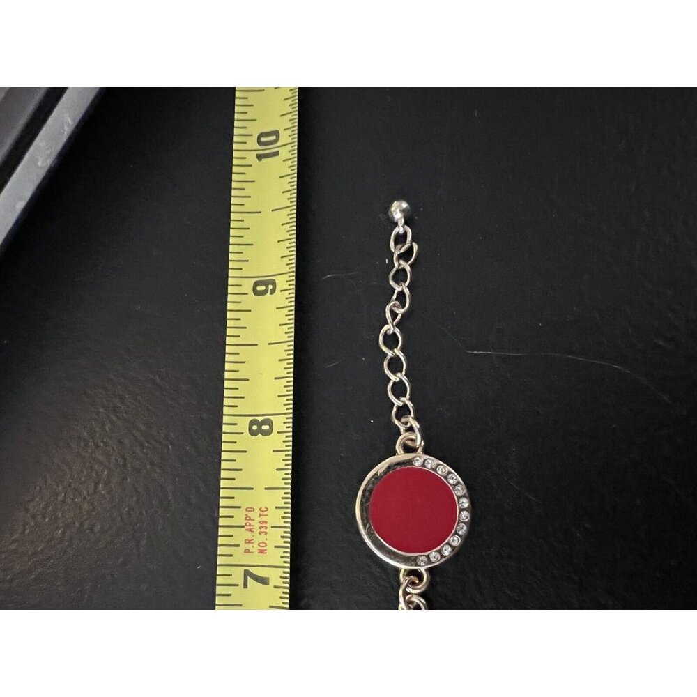 Very Pretty Charming Charlie Red and Gold Bracelet with Faux Diamond Accents 8-9 - Picture 5 of 5